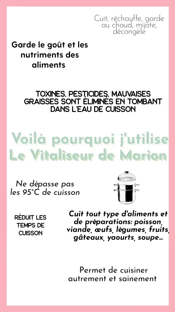 avantages-cuisson-vitaliseur affiche sur les bienfaits du Vitaliseur de Marion